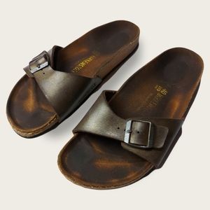 Birkenstock Madrid Bronze Birko-flor One Strap Sandal Size 9-9.5